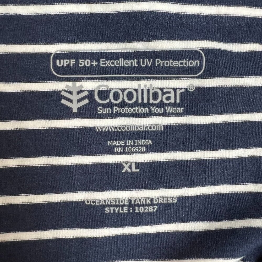Coolibar Oceanside Tank Dress Womens XL Navy Blue Stripe Sleeveless UPF 50+ New - Picture 7 of 14